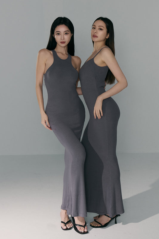 (現貨) Elegant Rib Knit Halter Maxi Bra Dress (入肩魚尾) -【S、M、S+】 By mumm - Milu