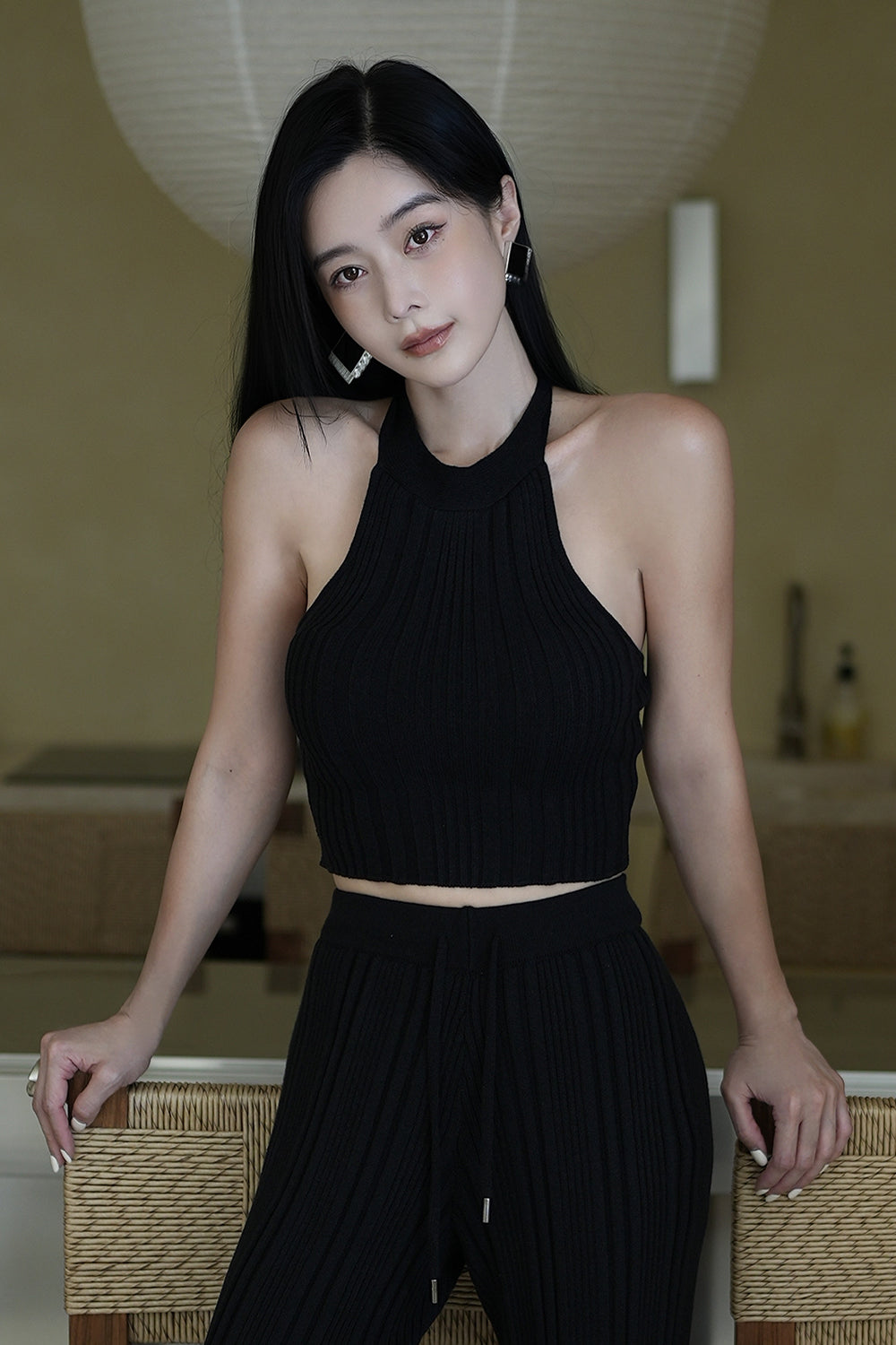 (現貨) Wide Ribbed Knit Halter Bra Top (坑條針織露背) -【L】 By mumm - Milu