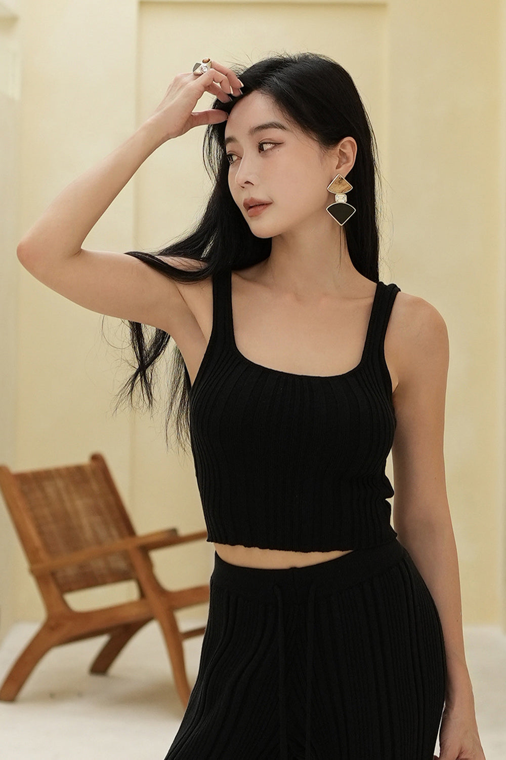 (現貨) Wide Ribbed Knit Square Neck Bra Top (自然針織方領) - 【黑S、L】 By mumm - Milu