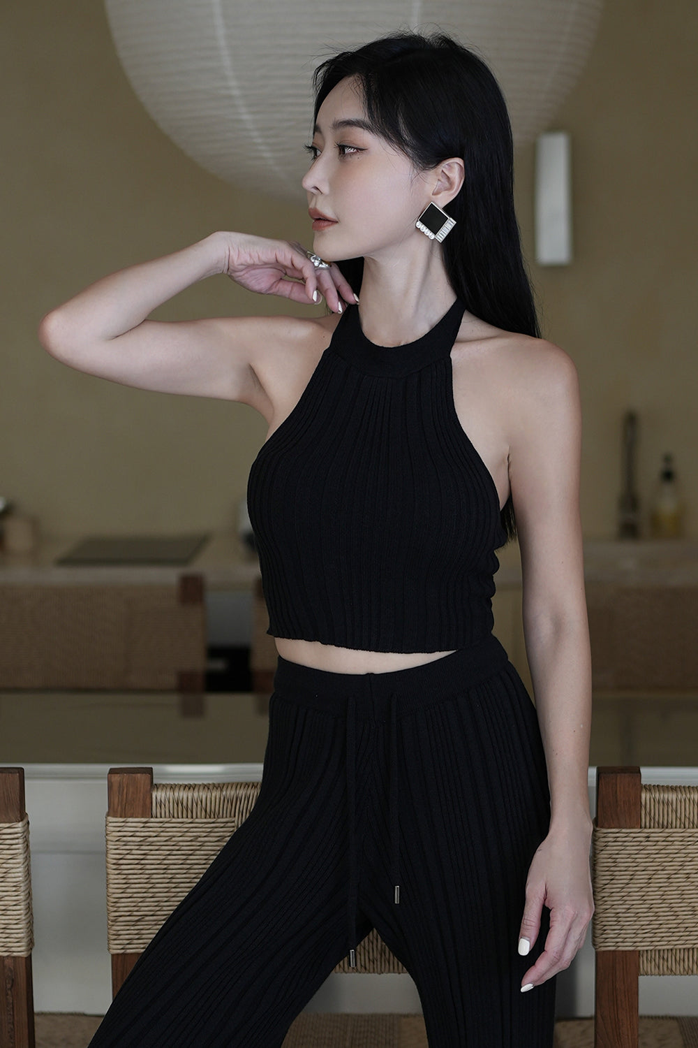 (現貨) Wide Ribbed Knit Halter Bra Top (坑條針織露背) -【L】 By mumm - Milu