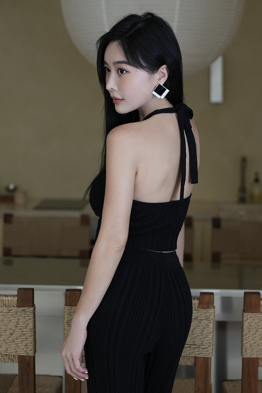 (現貨) Wide Ribbed Knit Halter Bra Top (坑條針織露背) -【L】 By mumm - Milu
