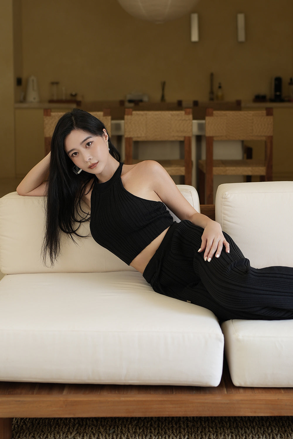 (現貨) Wide Ribbed Knit Halter Bra Top (坑條針織露背) -【L】 By mumm - Milu