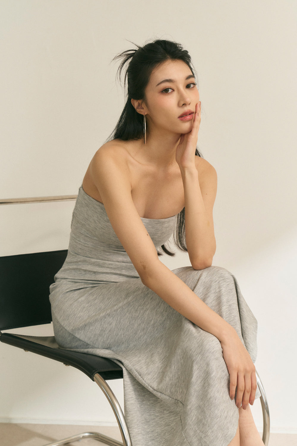 Strapless Maxi Bra Dress (超軟太空棉開叉) By Beigy - Milu