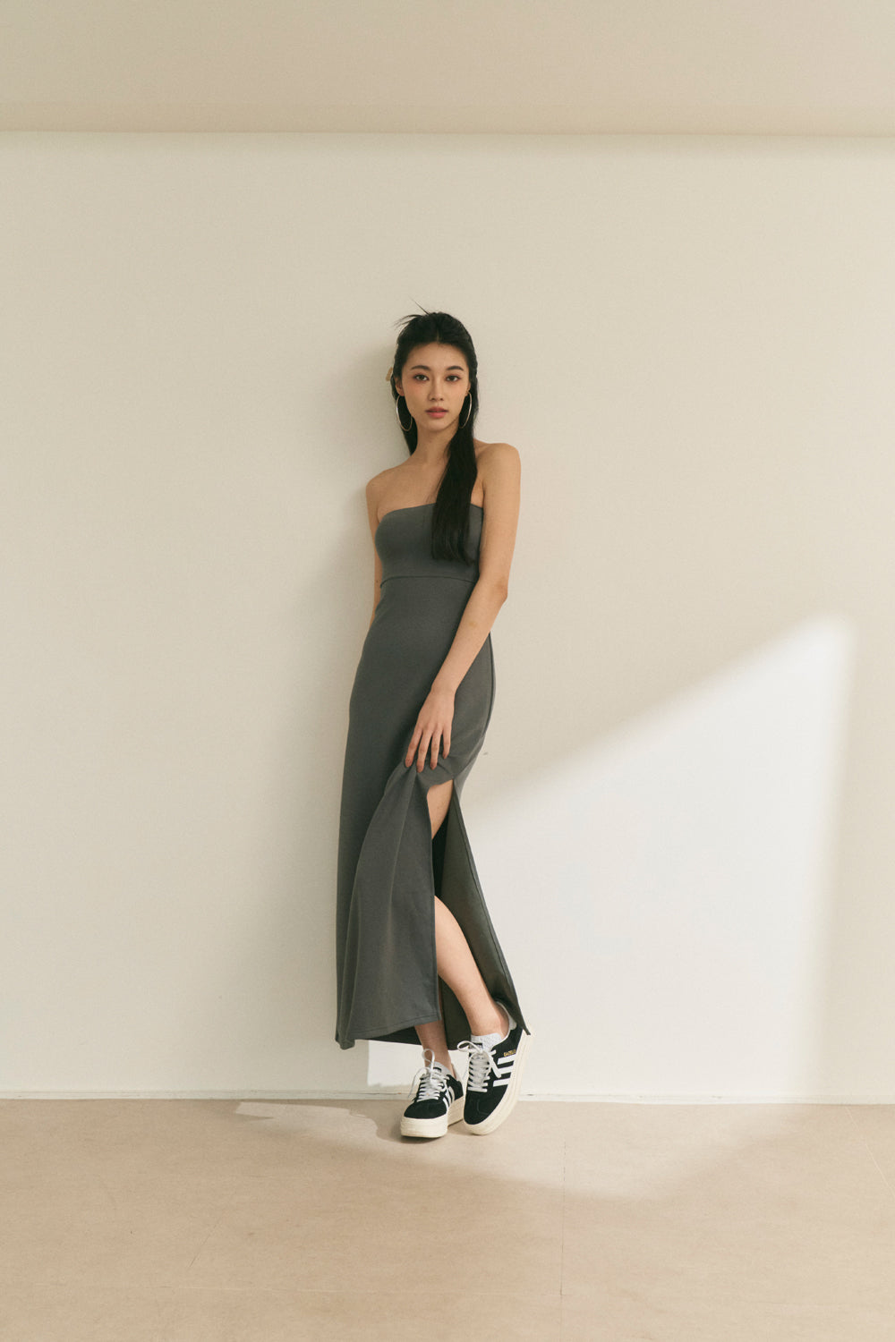 Strapless Maxi Bra Dress (超軟太空棉開叉) By Beigy - Milu