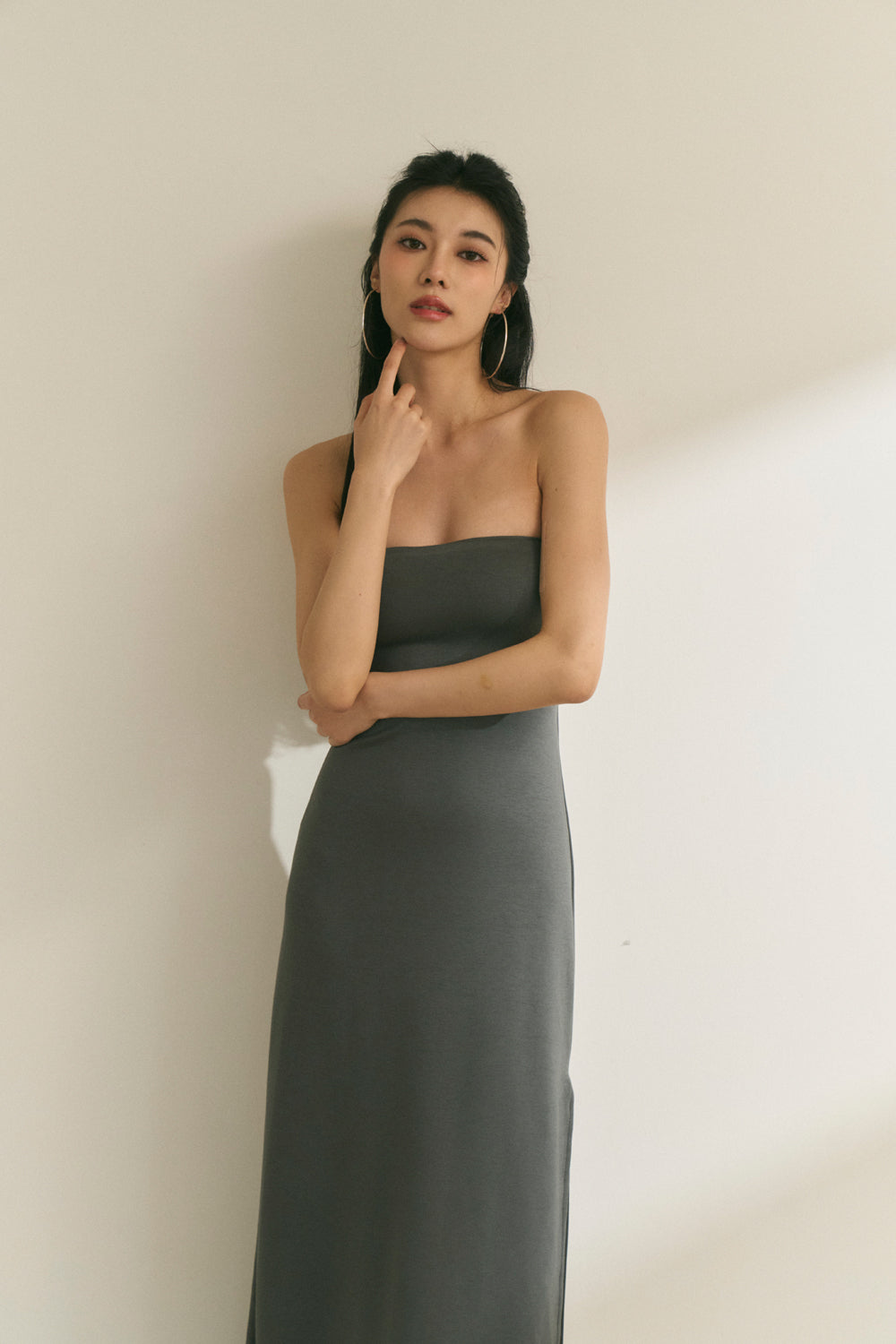 Strapless Maxi Bra Dress (超軟太空棉開叉) By Beigy - Milu