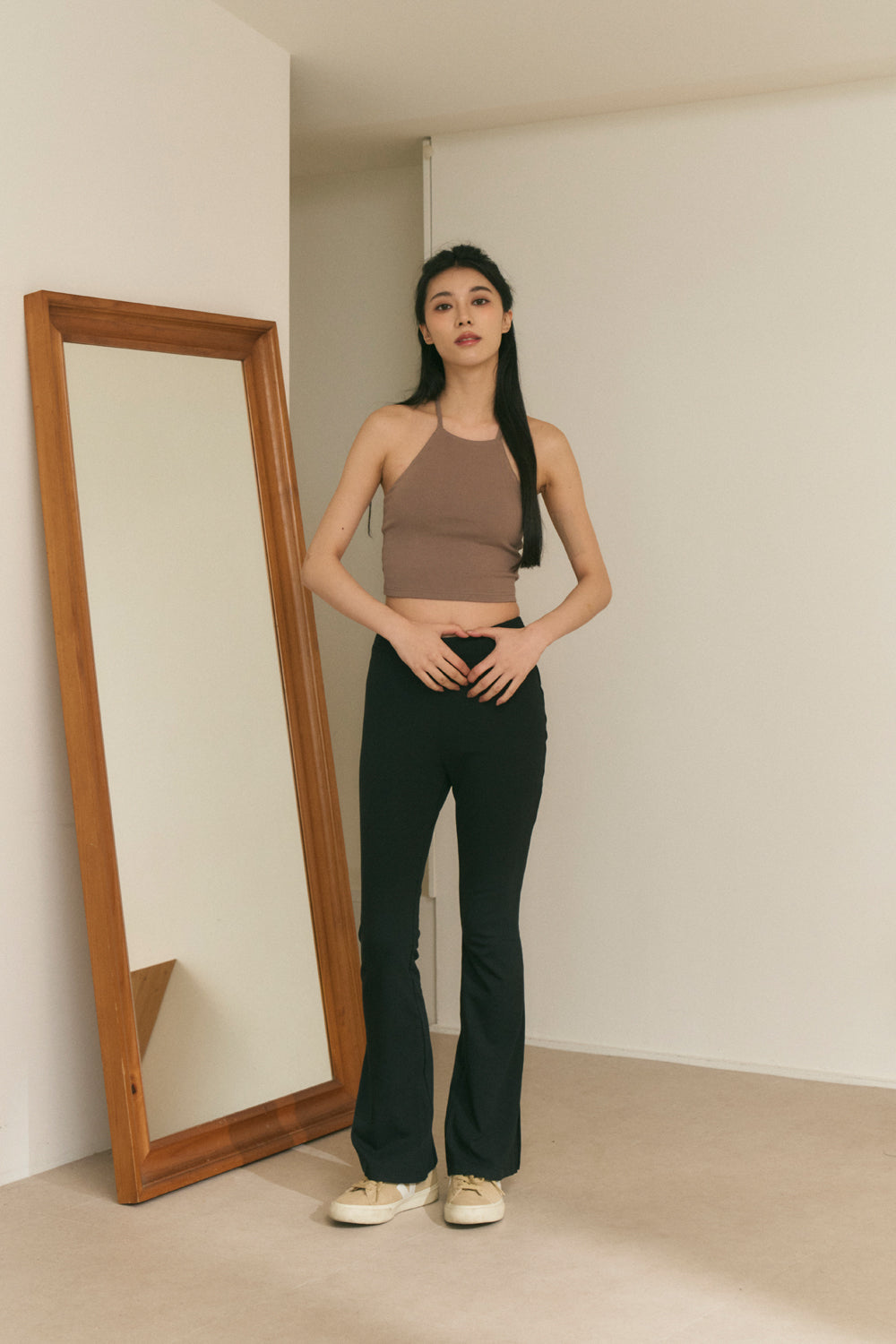 V-Waist Flare Pants (V型腰瘦彈力微喇長褲) By Beigy - Milu