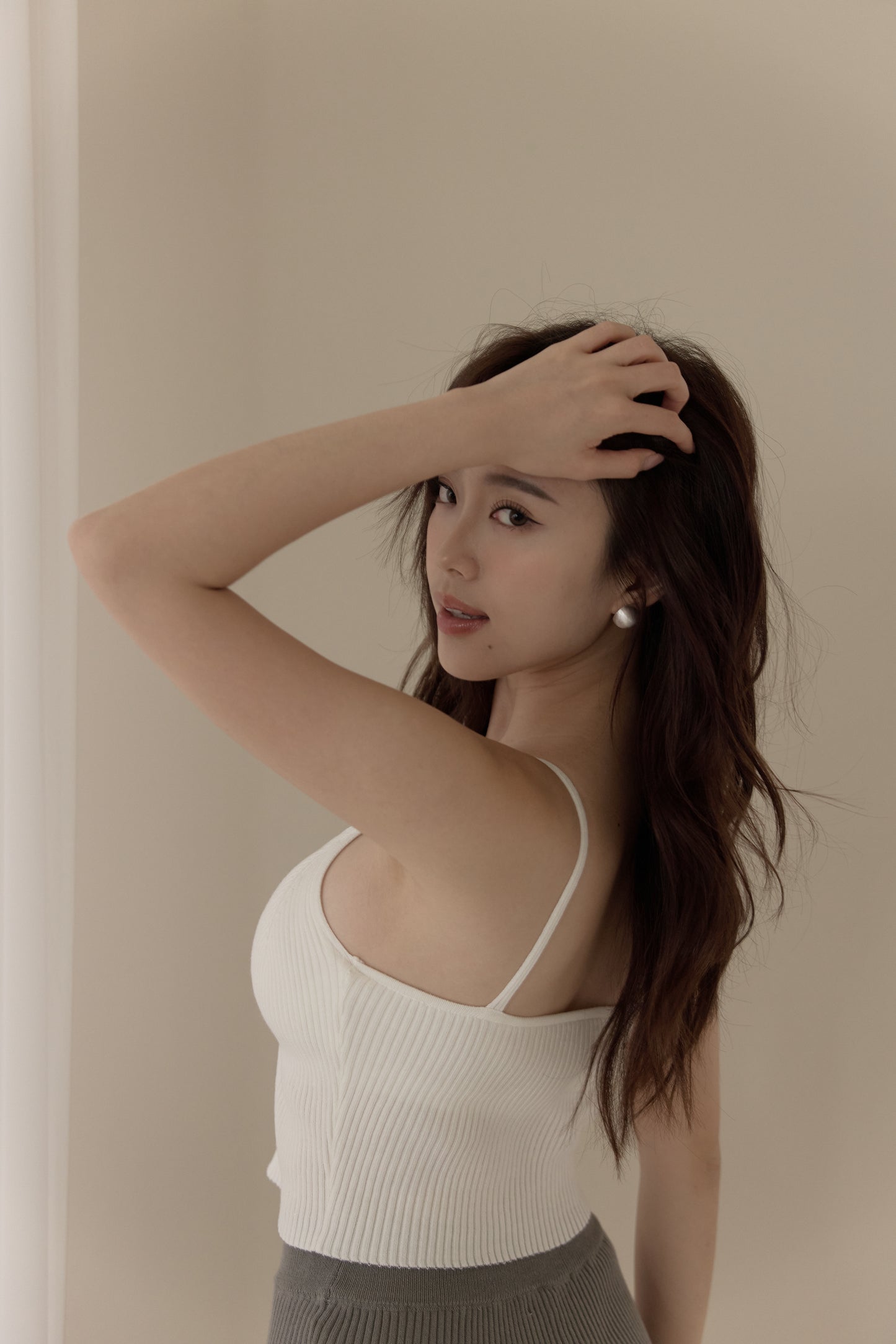 Knit Spaghetti Strap V-Neck Bra Top (細肩針織V領) By Beigy - Milu