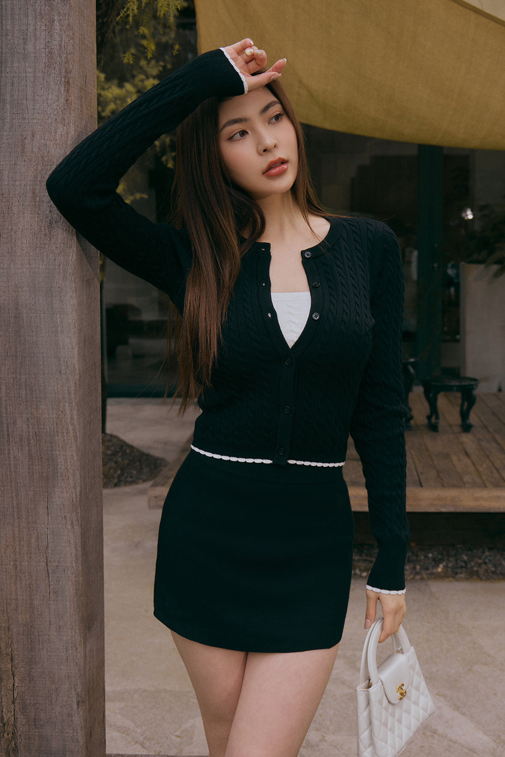 Afternoon Walk Knit Bodycon Mini Skirt<br/>午後漫步針織短裙