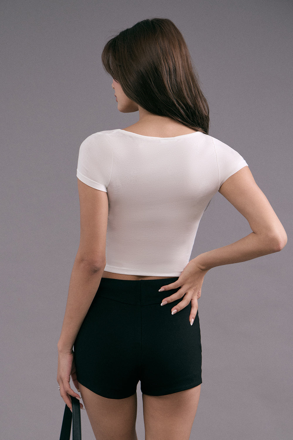 Tencel Wool Asymmetrical Neck Sleeve Top <br/>極柔天絲兩穿式短袖上衣