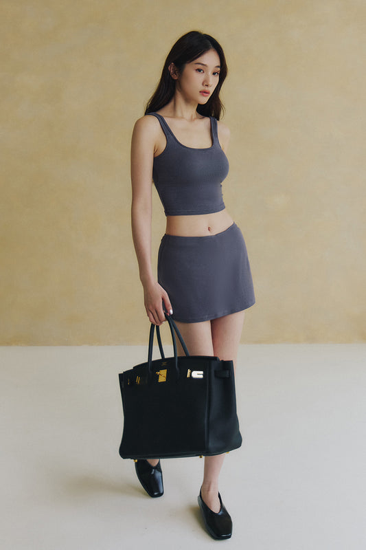Elegant Rib Knit Mini Skirt (軟彈短裙褲) By mumm - Milu