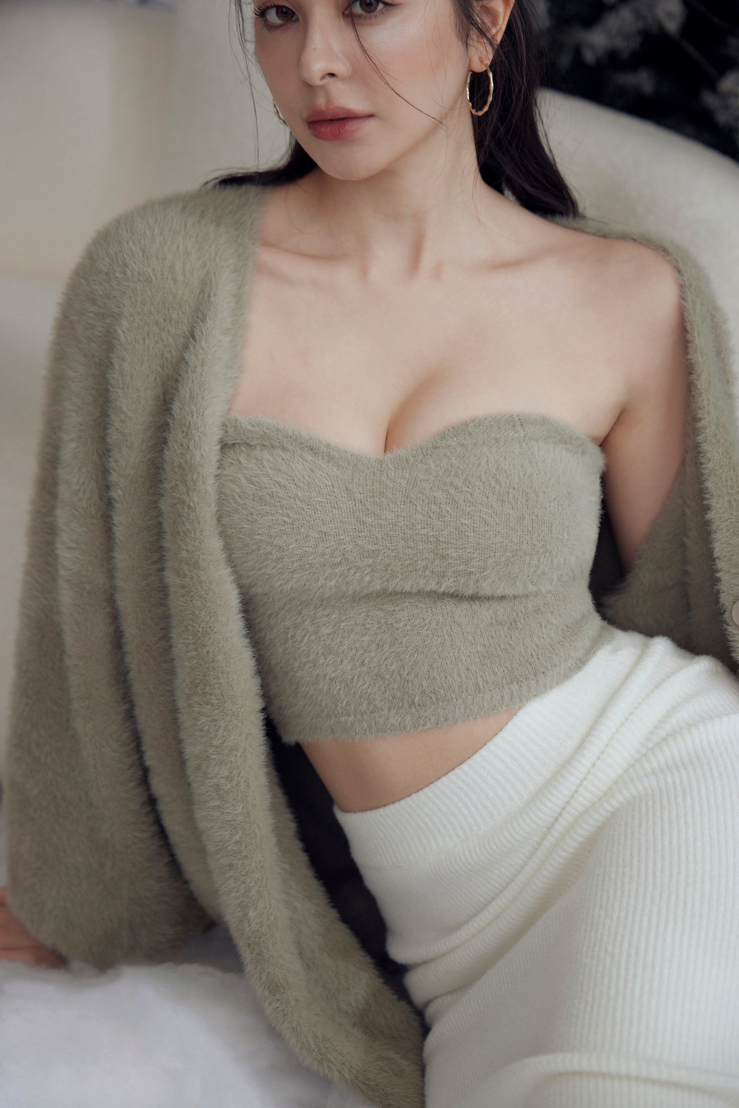 Faux Fur Heart Shape Bra Top (桃心領平口水貂毛感Bra Top) By Beigy - Milu