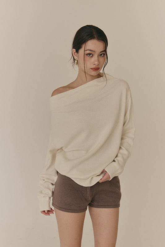 Wool Knit Off-Shoulder Sweater (羊毛一字領毛衣)