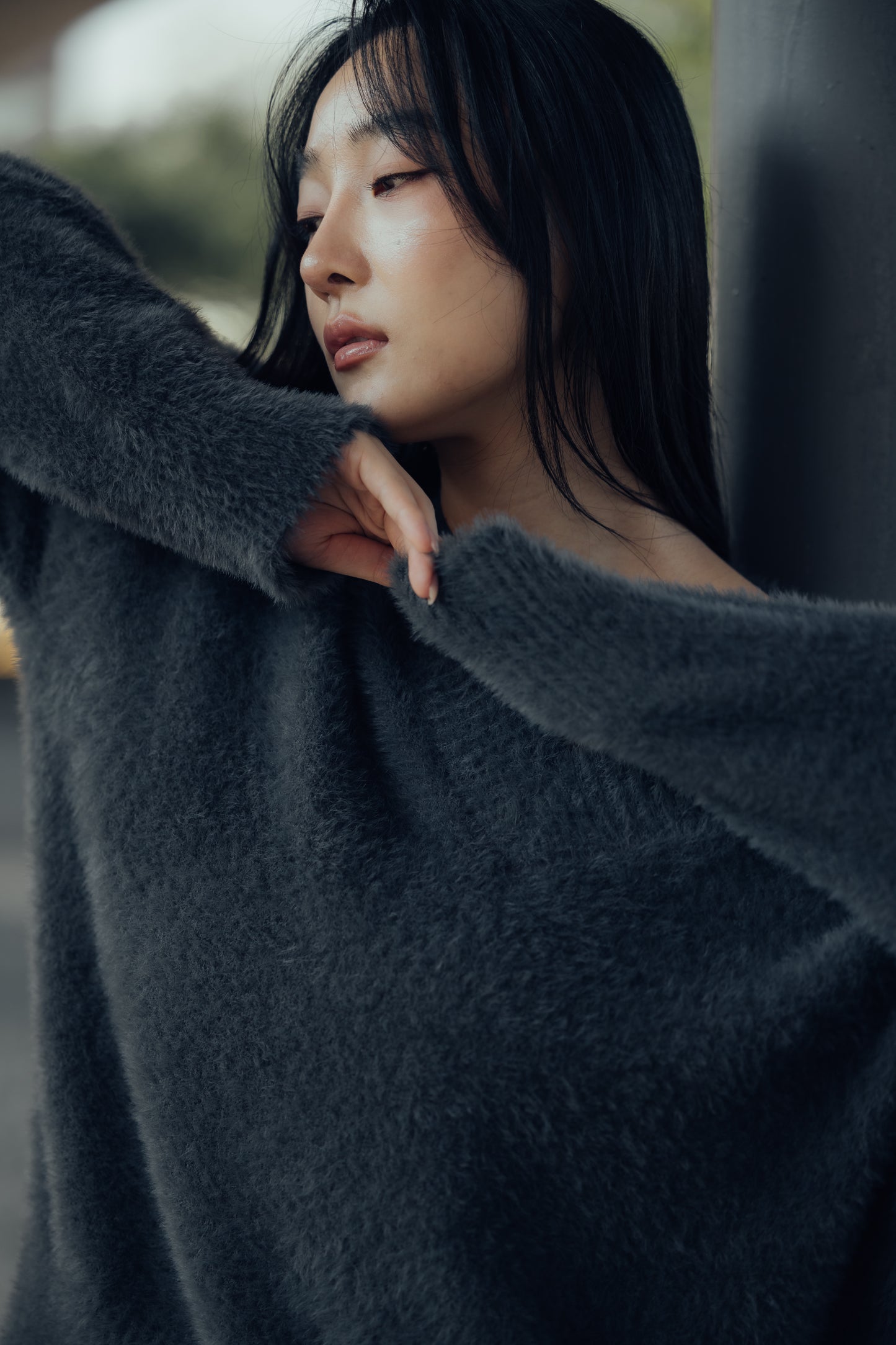 Faux Fur V-Neck Sweater (水貂毛感V領毛衣) By Beigy - Milu