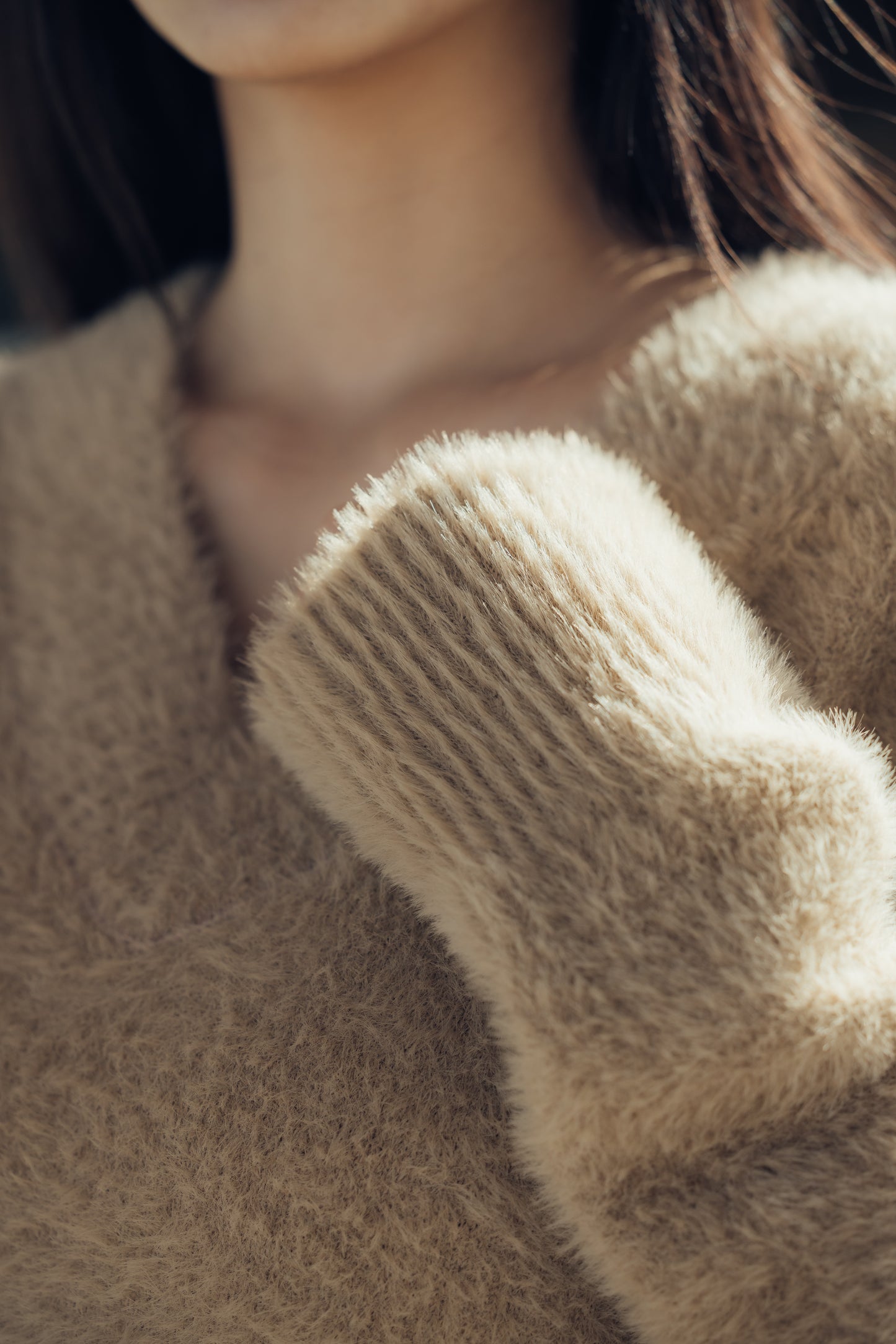 Faux Fur V-Neck Sweater (水貂毛感V領毛衣) By Beigy - Milu
