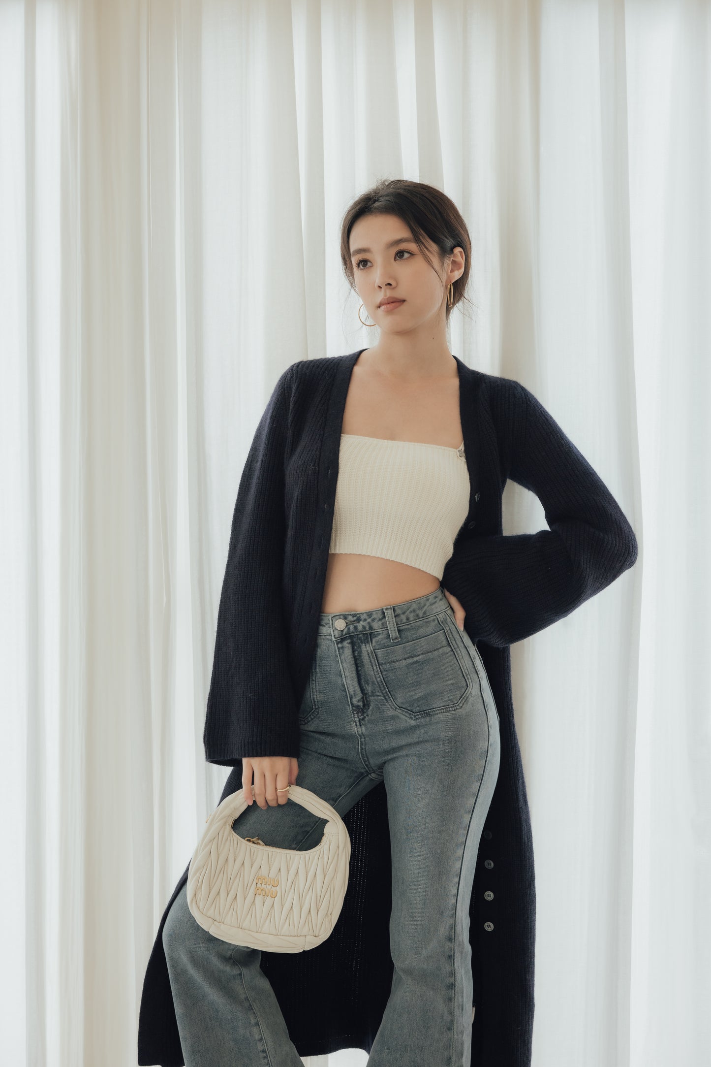 Wool Knit Long Cardigan<br/>羊毛排釦罩衫