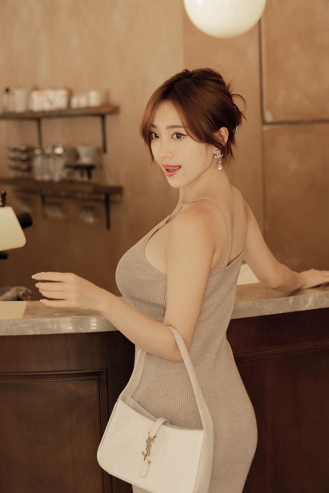 Knit Cold Shoulder Bra Dress (針織削肩) By Beigy - Milu