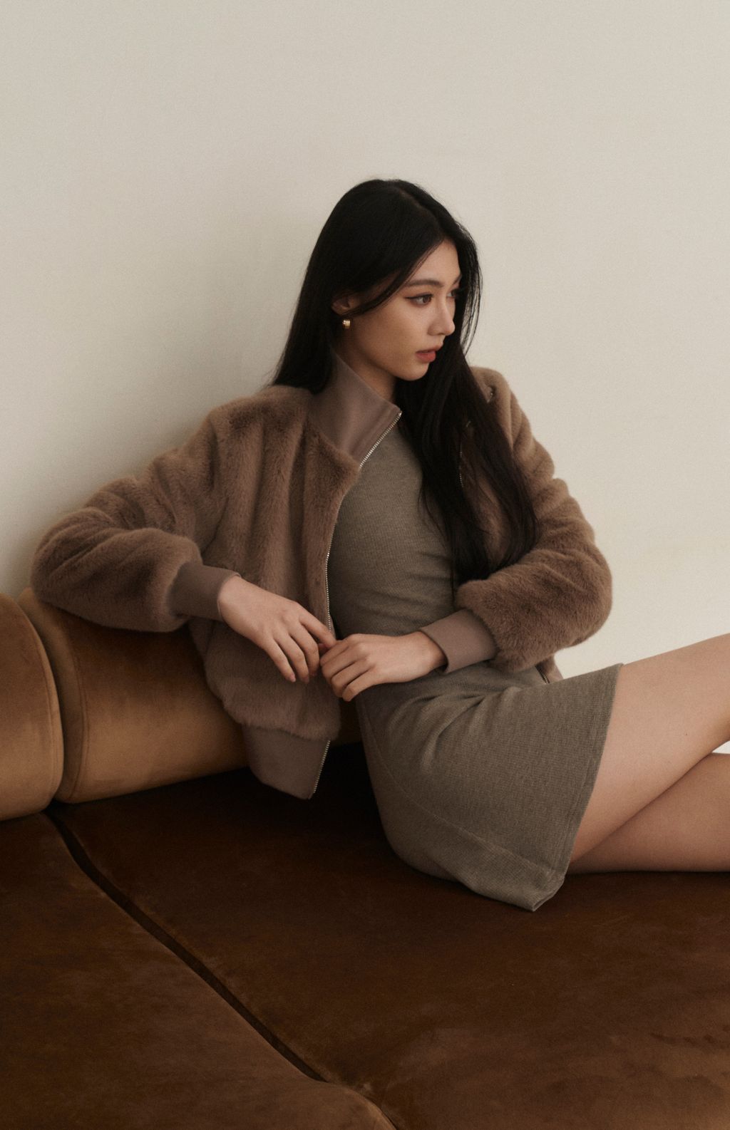Ribbed Open Back Long Sleeve Mini Bra Dress (坑條美背綁帶Bra Dress) By Beigy - Milu