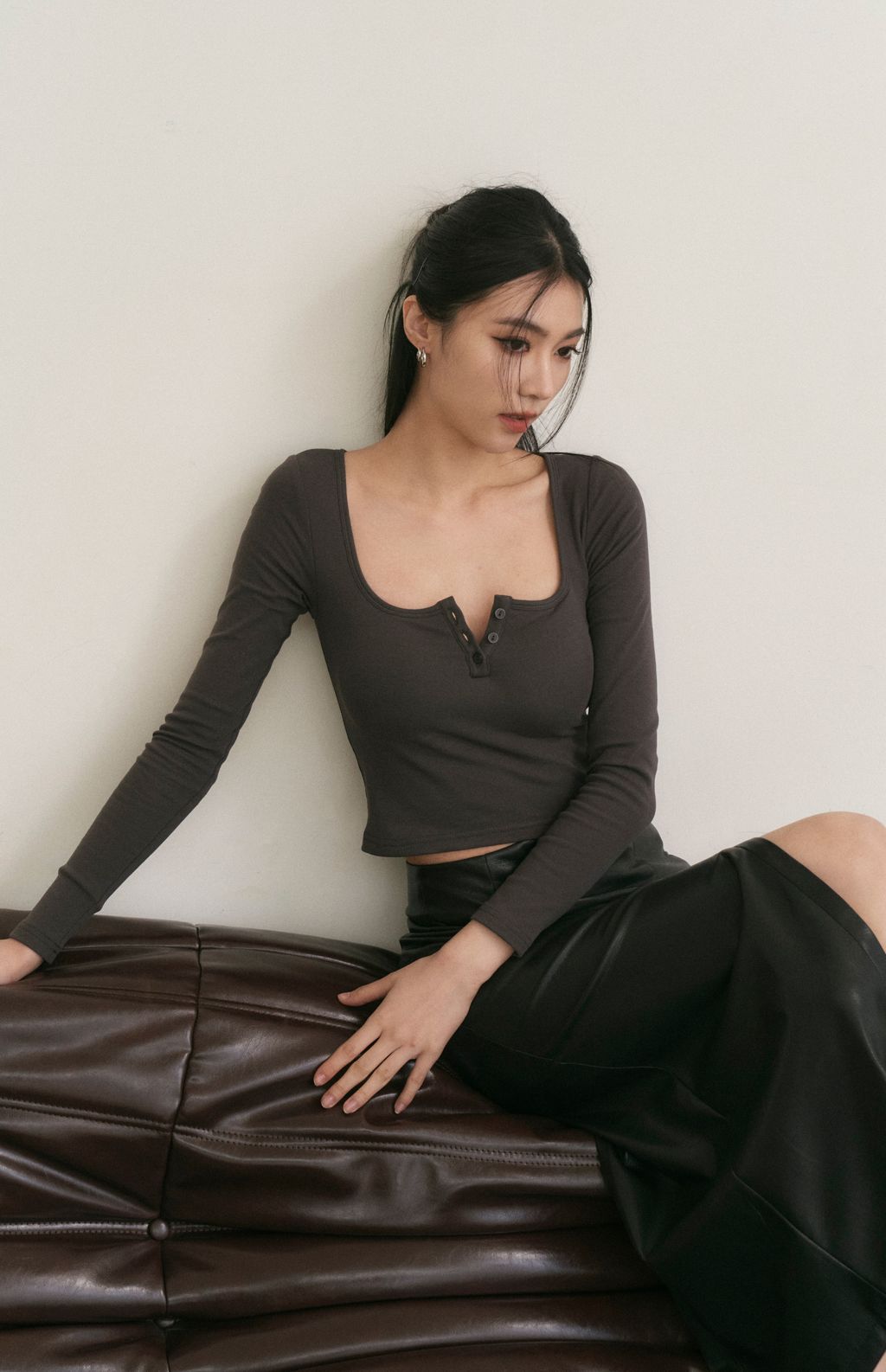 Front Button Long Sleeve Bra Top (美式可開釦長袖Bra Top) By Beigy - Milu
