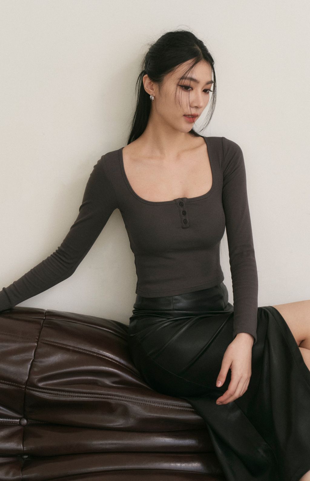 Front Button Long Sleeve Bra Top (美式可開釦長袖Bra Top) By Beigy - Milu