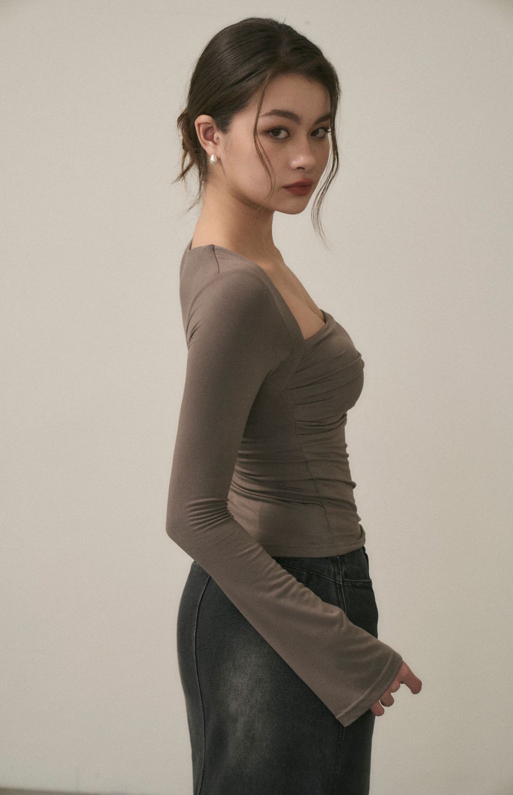 Scratched Long Sleeve Bra Top (美胸抓皺平口長袖Bra Top) By Beigy - Milu