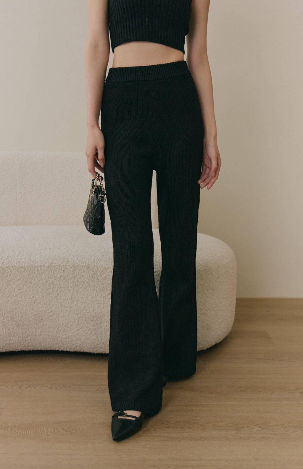 Soft Skin Wide Ribbed Pant (親膚粗針長腿褲) By Beigy - Milu