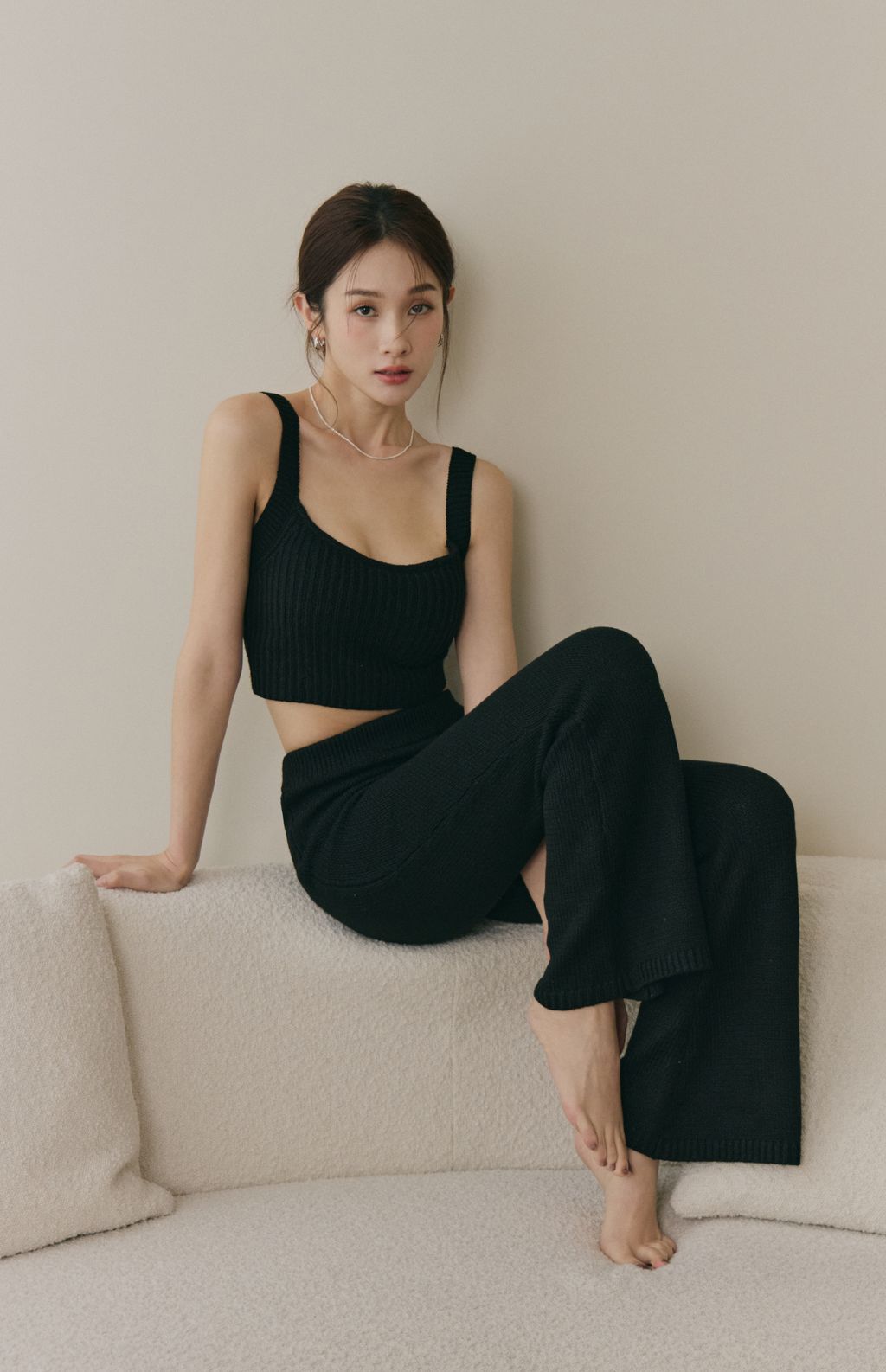 Soft Skin Wide Ribbed Pant (親膚粗針長腿褲) By Beigy - Milu