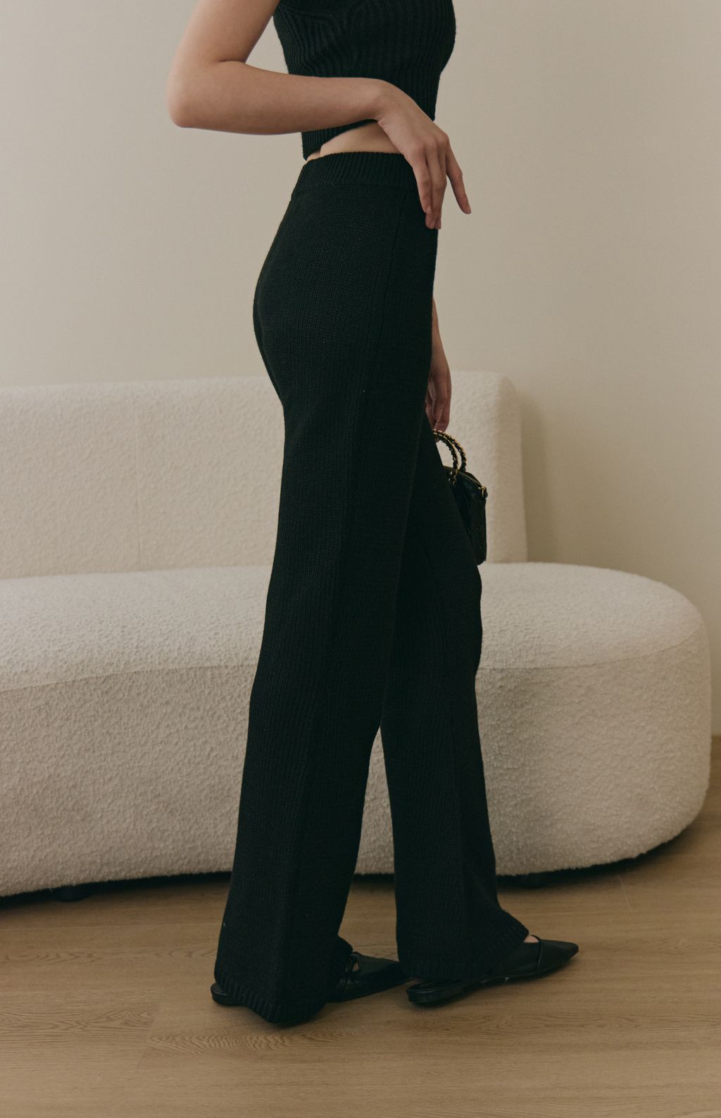 Soft Skin Wide Ribbed Pant (親膚粗針長腿褲) By Beigy - Milu