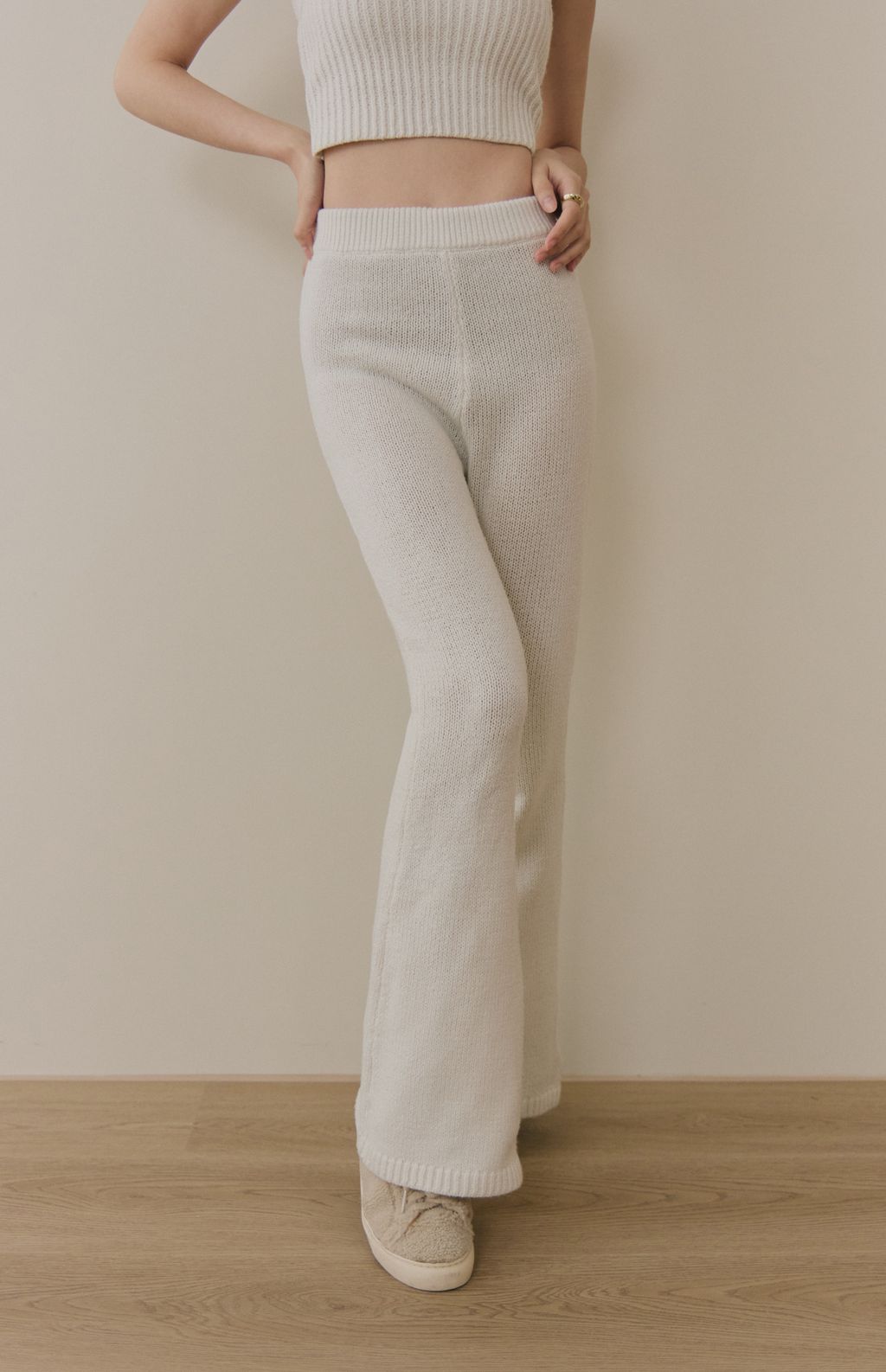 Soft Skin Wide Ribbed Pant (親膚粗針長腿褲) By Beigy - Milu