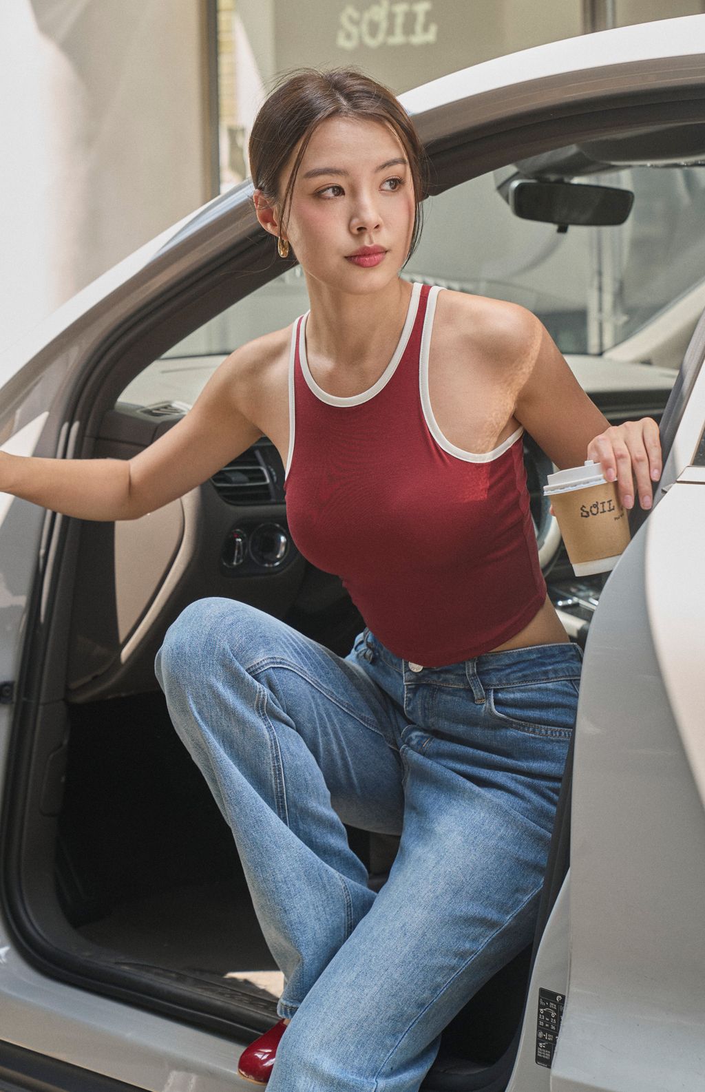Tencel Contrast Color Halter Bra Top<br/>天絲撞色削肩Bra Top
