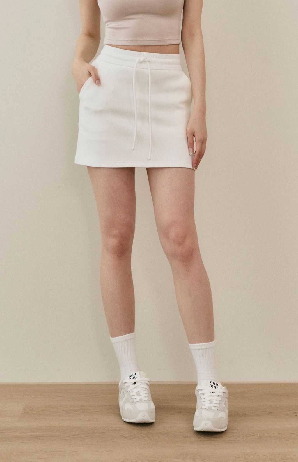 Drawstring Cotton Skirt<br/>挺版抽繩棉褲裙