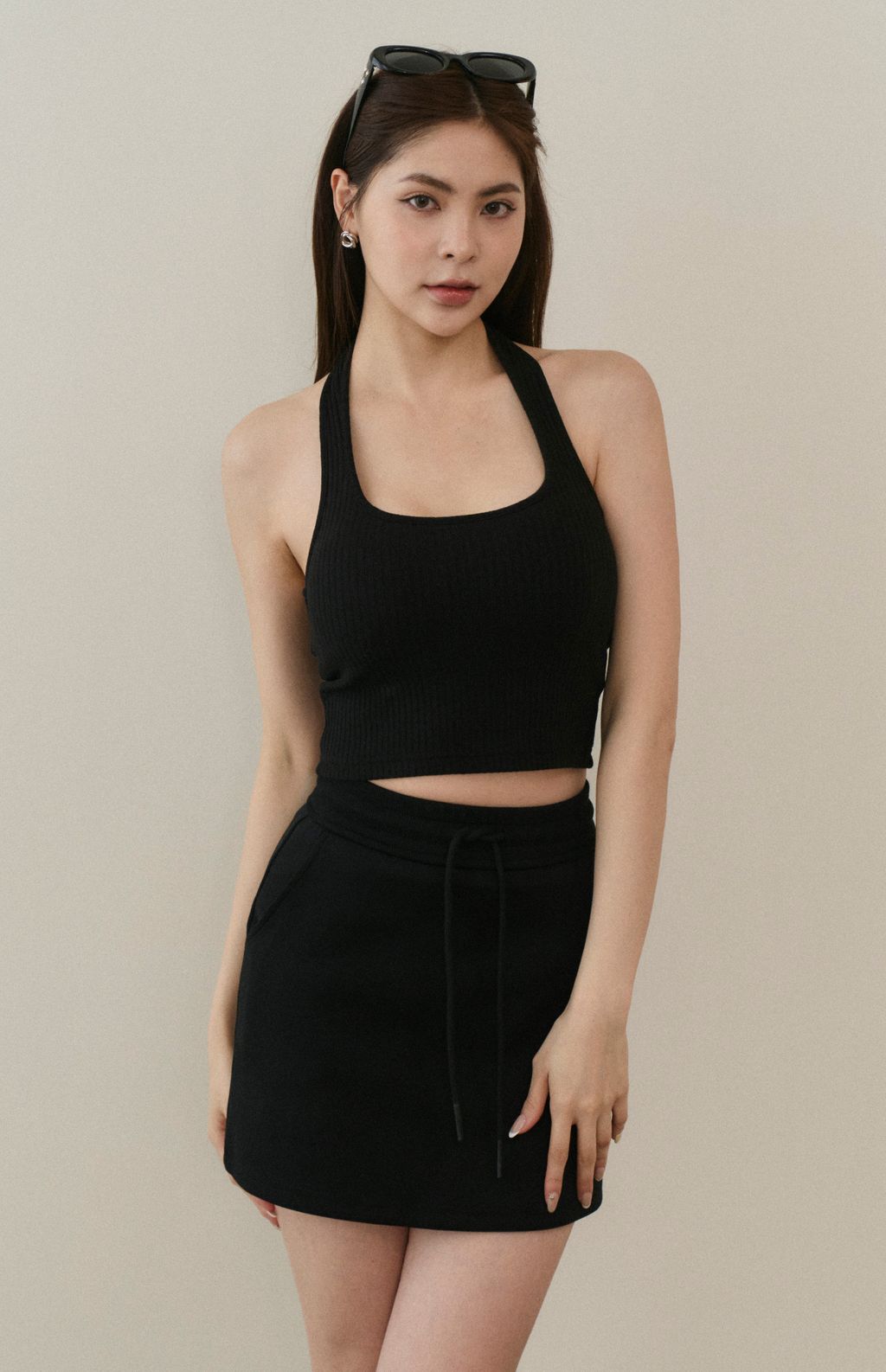 (最後現貨) Thin Rib Knit Halter Bra Top<br/>坑條薄針織繞脖Bra Top -【XS、M】
