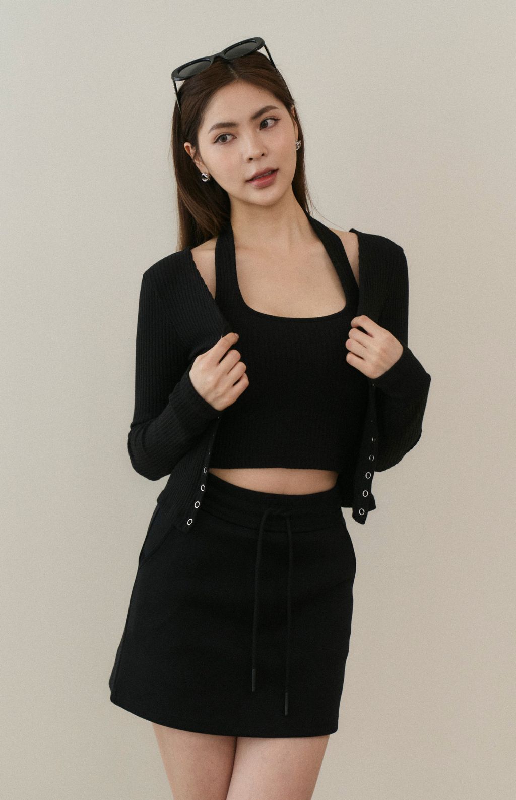 (最後現貨) Thin Rib Knit Halter Bra Top<br/>坑條薄針織繞脖Bra Top -【XS、M】