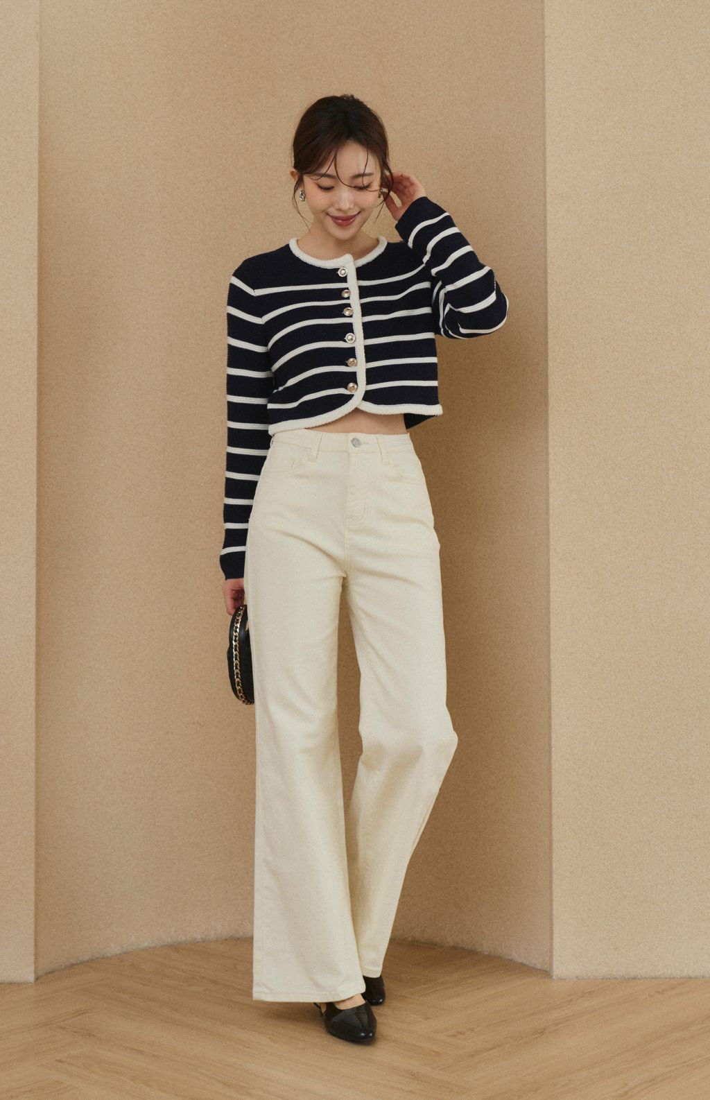 Cropped Rib Knit Cardigan<br/>法式圓襬包邊針織外套