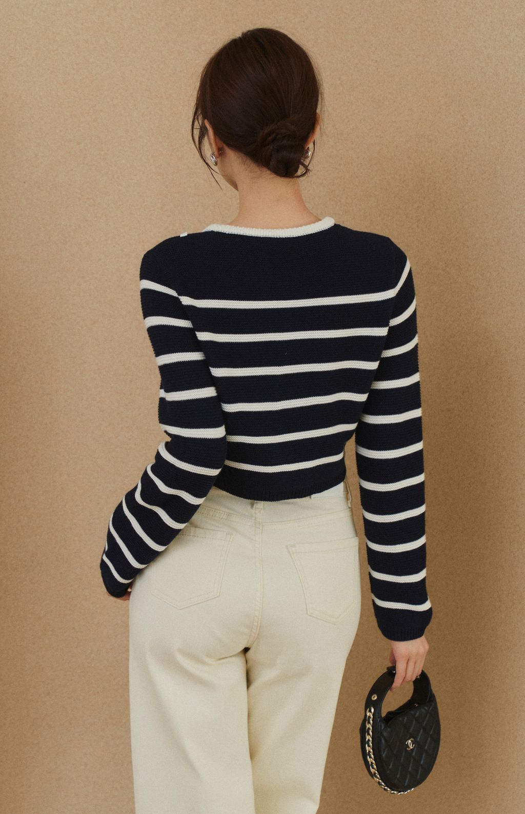 Cropped Rib Knit Cardigan<br/>法式圓襬包邊針織外套