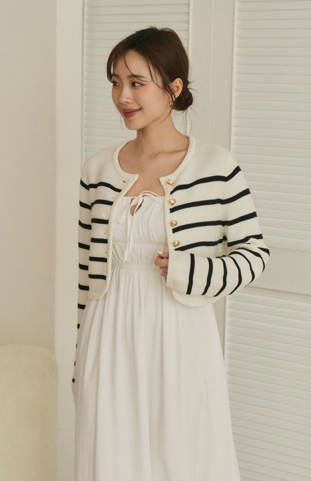 Cropped Rib Knit Cardigan<br/>法式圓襬包邊針織外套