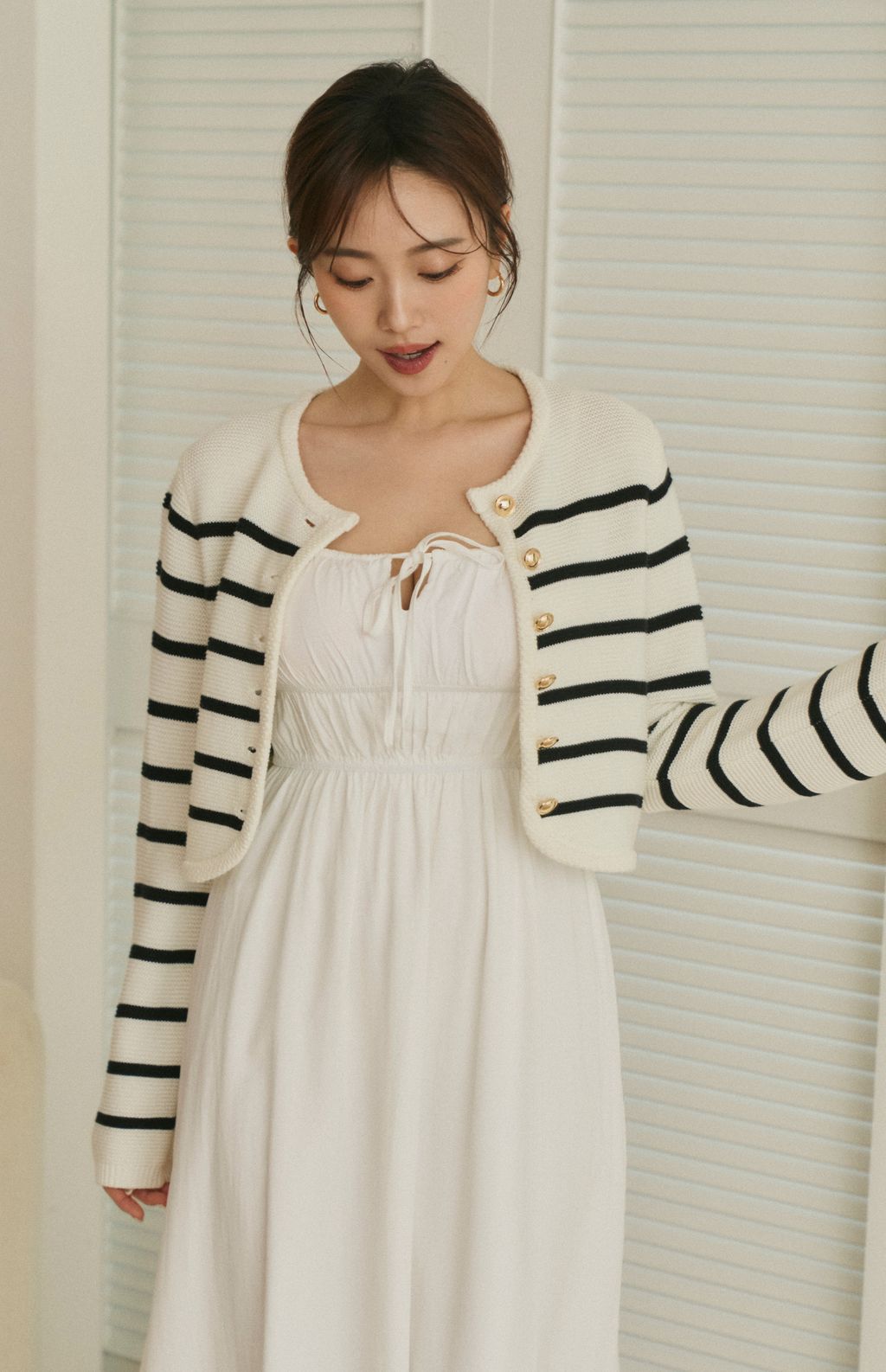 Cropped Rib Knit Cardigan<br/>法式圓襬包邊針織外套 By Beigy - Milu