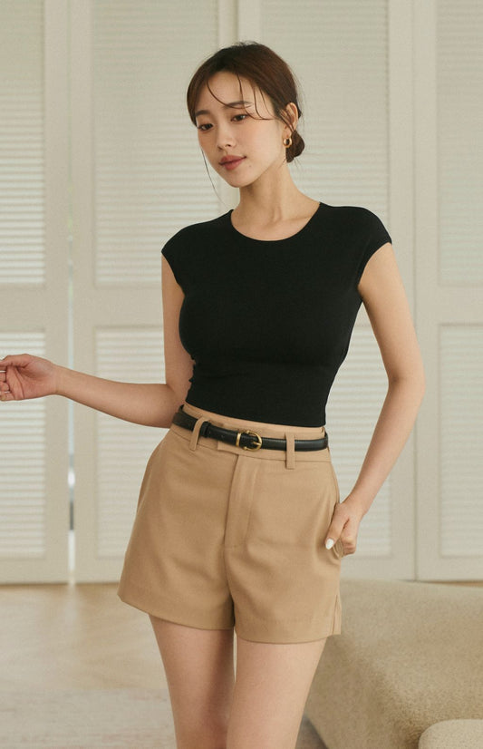 (預購) Tencel Open Back Short Sleeve Bra Top<br/>天絲美背綁帶短袖Bra Top By Beigy - Milu