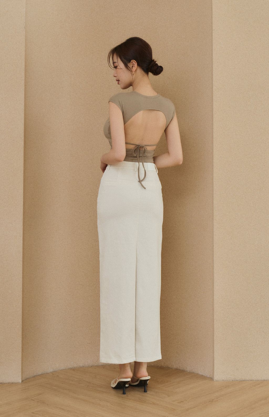 Tencel Open Back Short Sleeve Bra Top<br/>天絲美背綁帶短袖Bra Top
