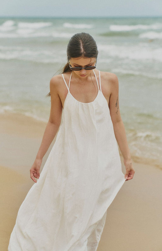 (預購) Cotton Linen Coverup Dress<br/>棉麻美背傘擺長洋 By Beigy - Milu