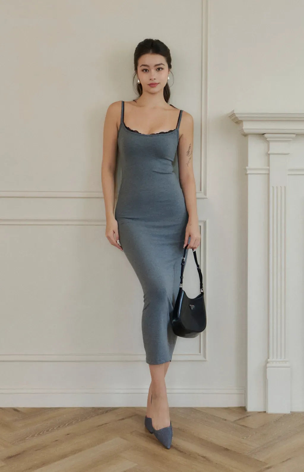 Lace Two Piece Modal Maxi Bra Dress<br/>蕾絲假兩件莫代爾長Bra Dress