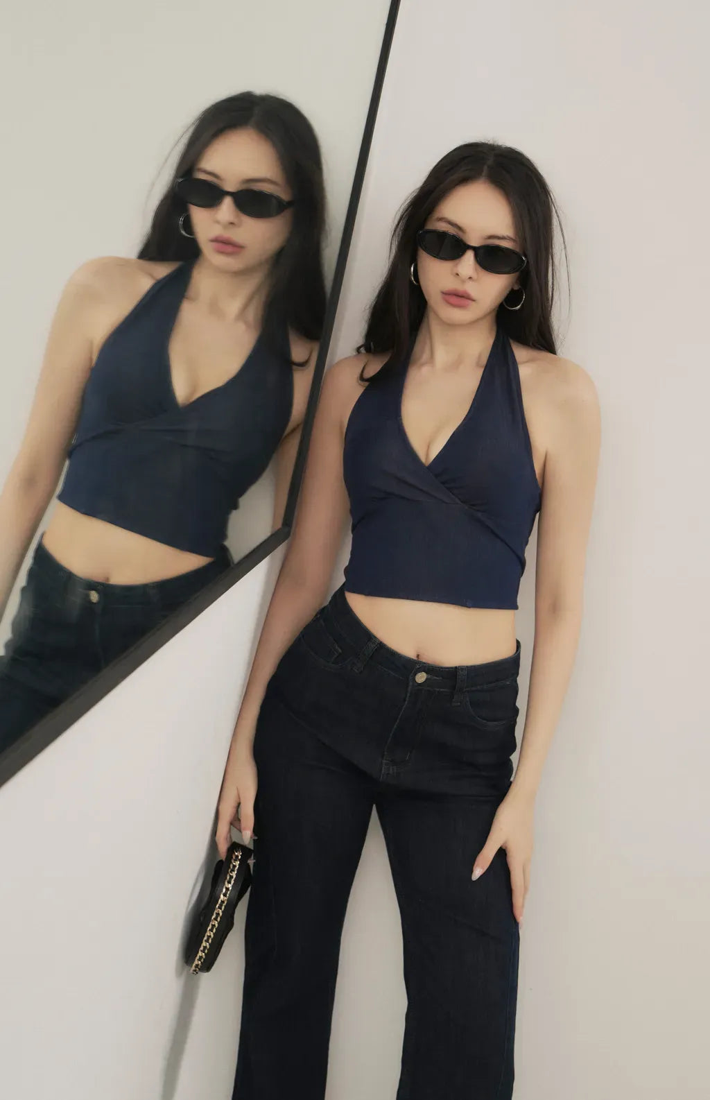 V-Neck Denim Bra Top<br/>率性繞頸V領牛仔Bra Top