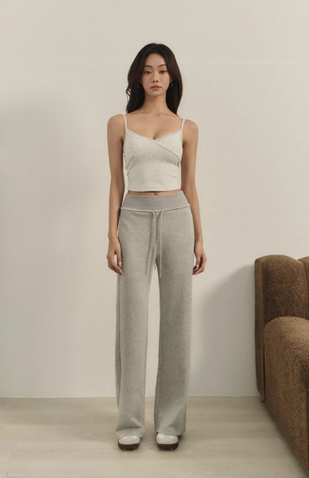 Wide-Waist Drawstring Cotton Flared Pant<br/>寬腰抽繩太空棉喇叭褲