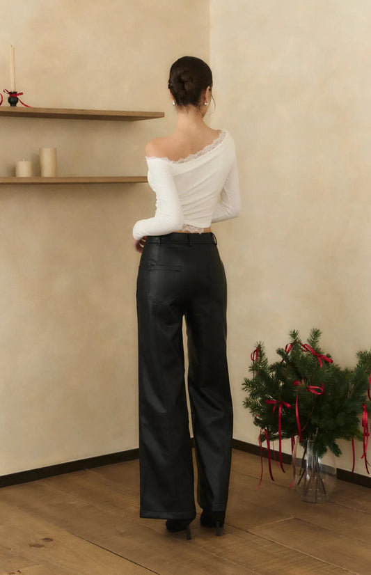 Tailored Faux Leather Pants<br/>極簡挺版皮革長褲