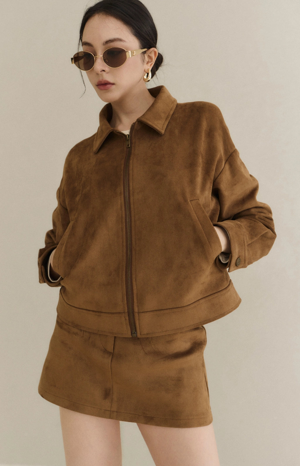 (最後現貨) Minimal Suede A-Line Skort<br/>極簡A字麂皮短褲裙 -【XS】