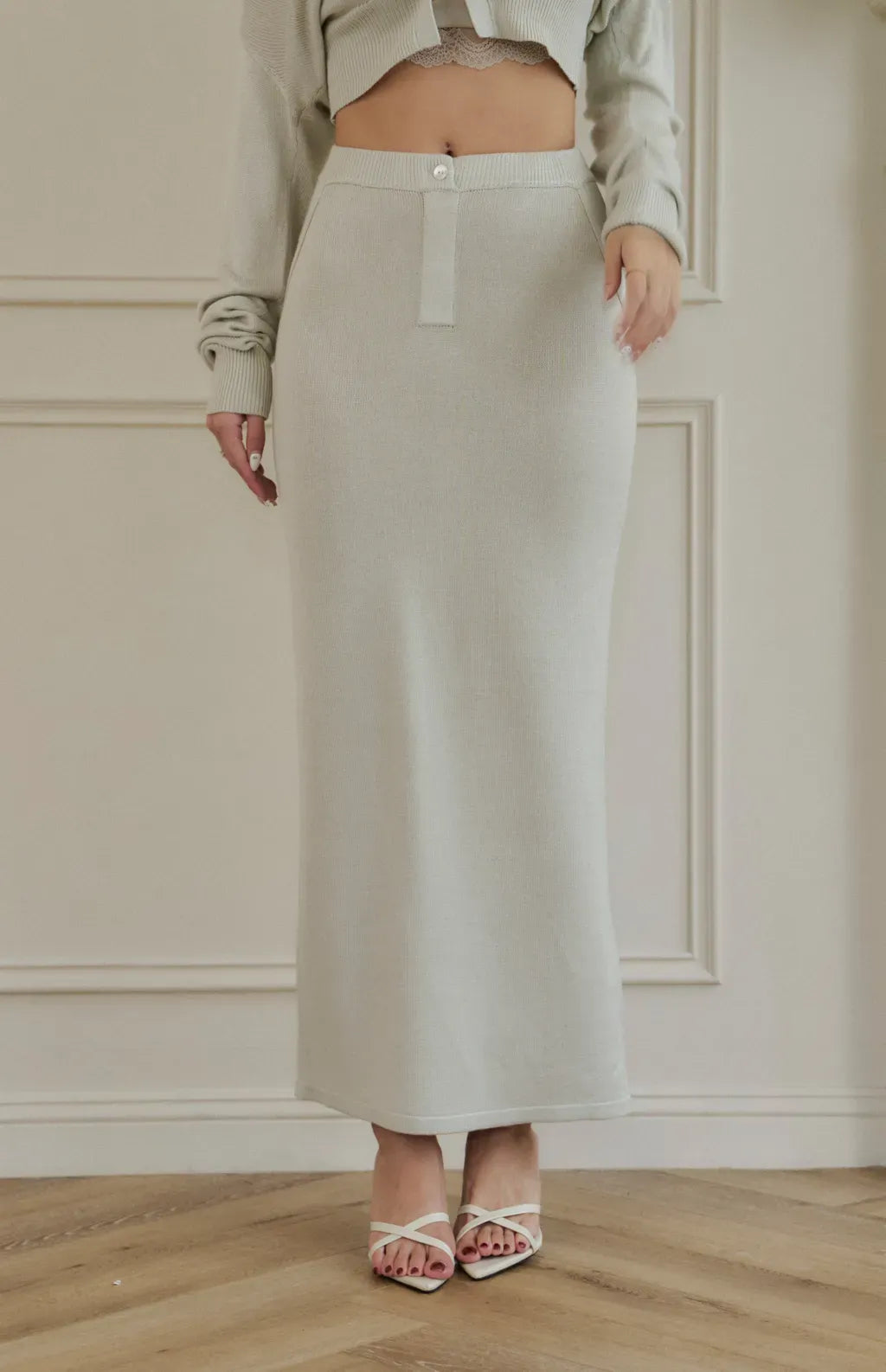 Mercerized Cotton Pencil Long Skirt <br/>絲光針織修身直筒長裙