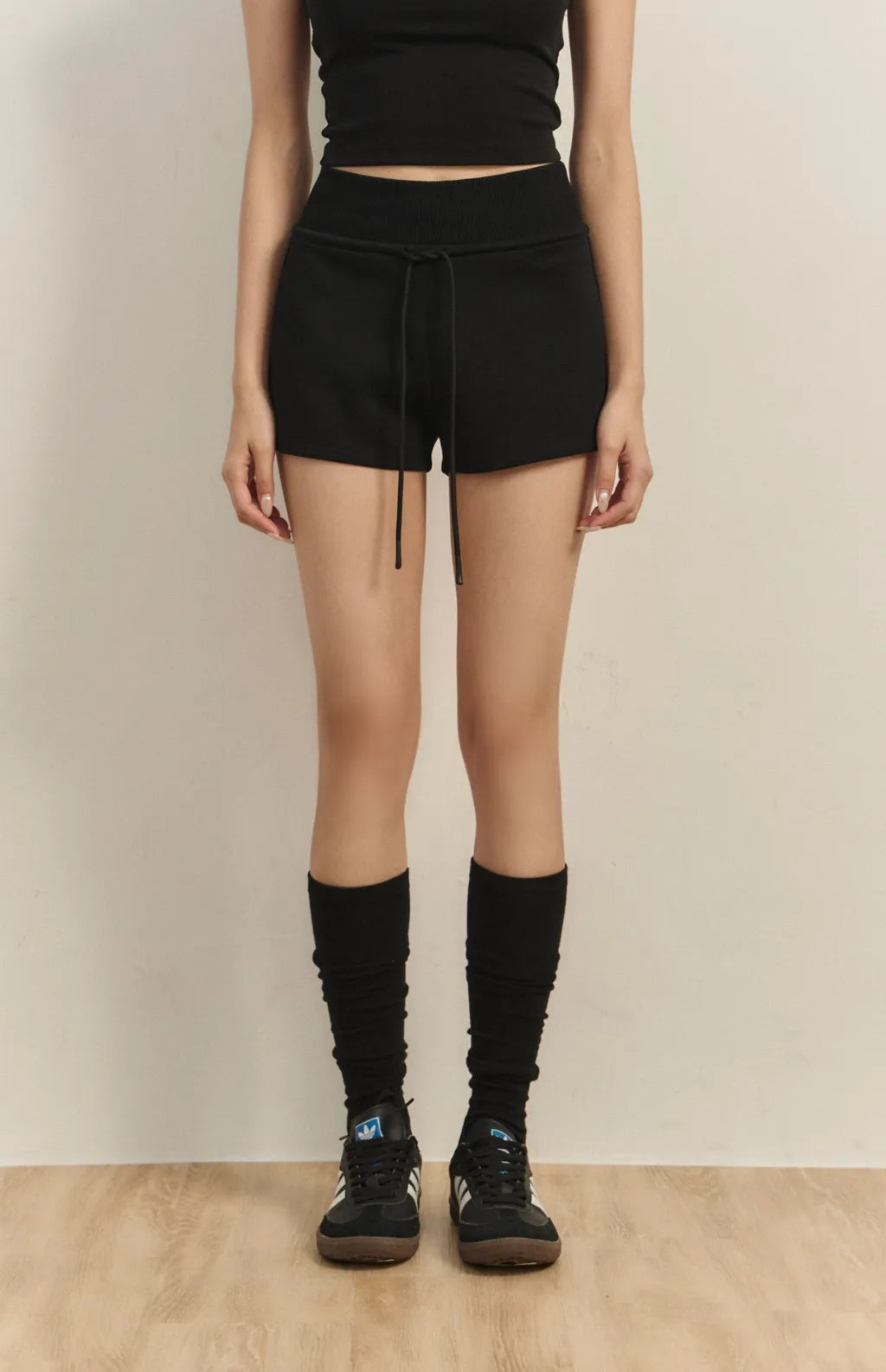 Wide-Waist Drawstring Cotton Shorts<br/>寬腰抽繩太空棉短褲