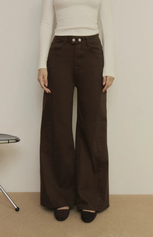Center Seam Wide Leg Jeans<br/>俐落車線修身牛仔寬褲
