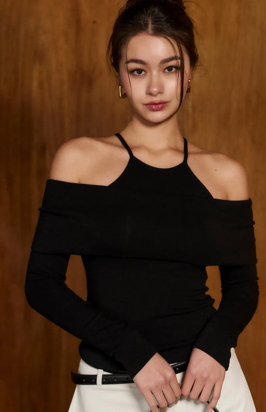 (現貨) Modal Drop-Shoulder Layered Bra Top<br/>莫代爾落肩假兩件Bra Top