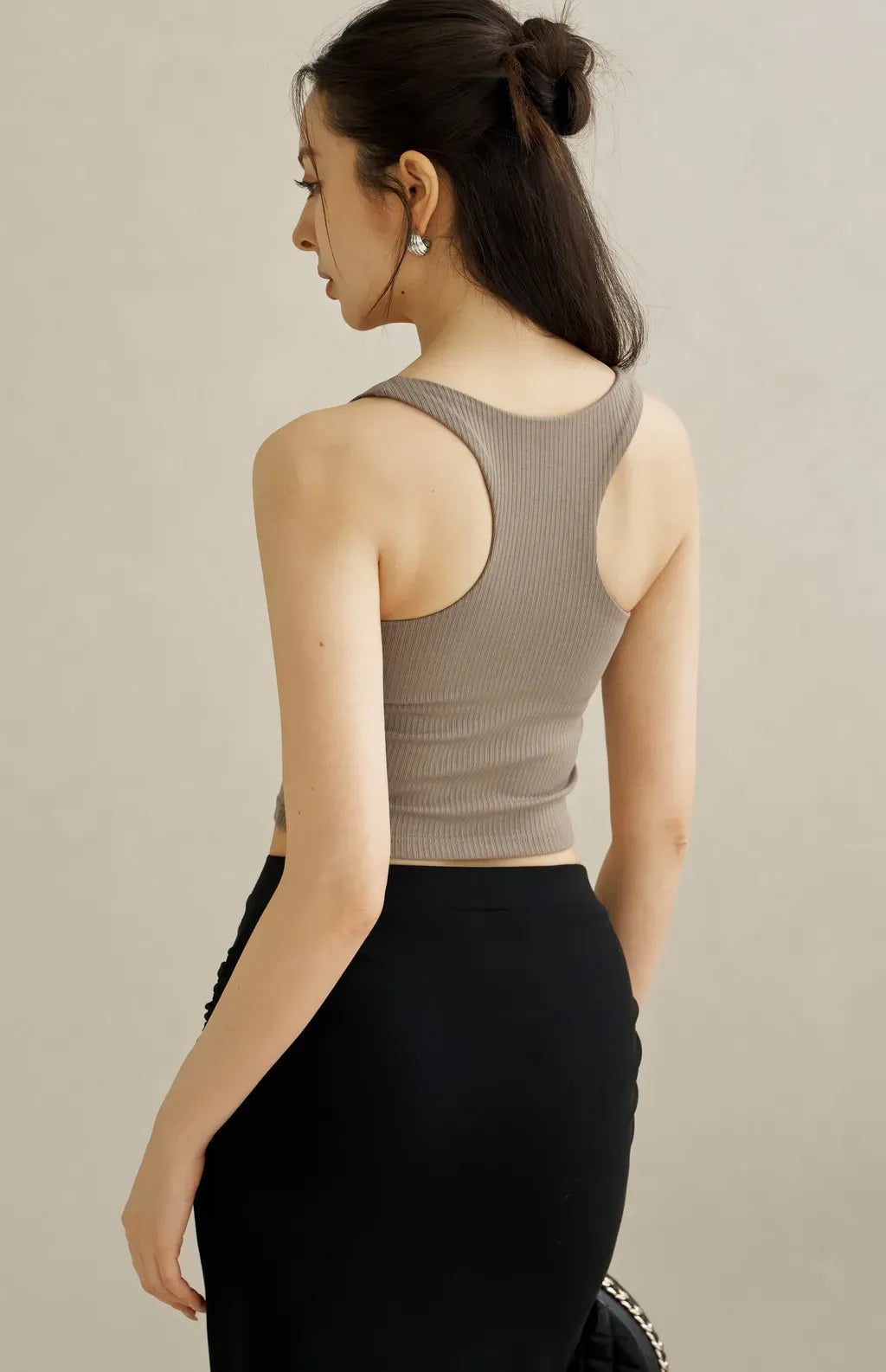 Rib Knit V-Neck Bra Top<br/>坑條V領美胸Bra Top