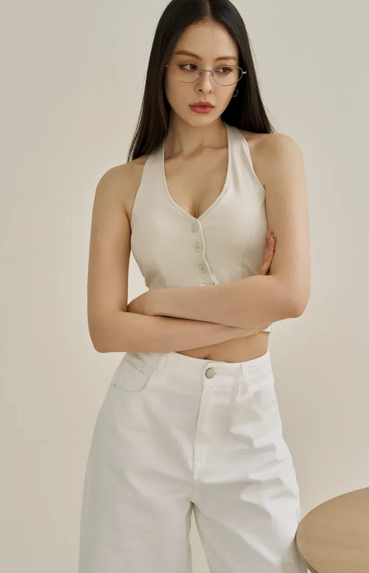 (最後現貨) Front Button Suit Corset<br/>西裝馬甲Bra Top By Beigy - Milu